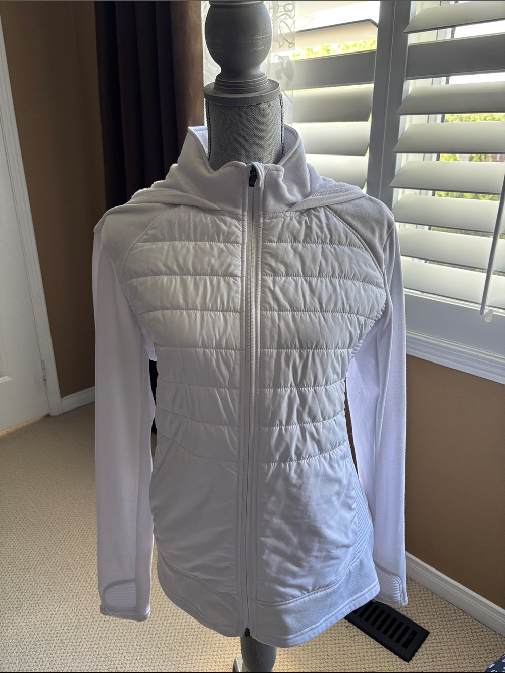 Tuff Athletics White Quilted Hooded Puffer Jacket